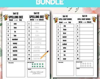 1st Grade Spelling & Sight Words Practice (PDF File)