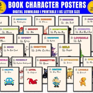 Favorite Primary Book Character Positive Affirmation Quotes Printable Posters Printable Children&#39;s Book Character Gallery Wall Poster Bundle