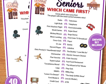 Quiz « Qui est apparu en premier ? », jeux pour seniors, activité de mémoire (jeu à imprimer)