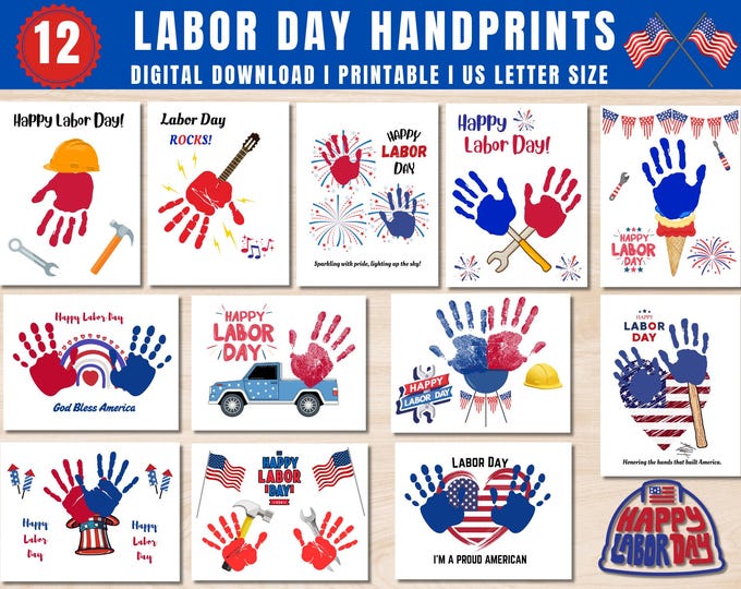 Labor Day Craft, Handprint Craft, Labor Day Thank You Printable ...