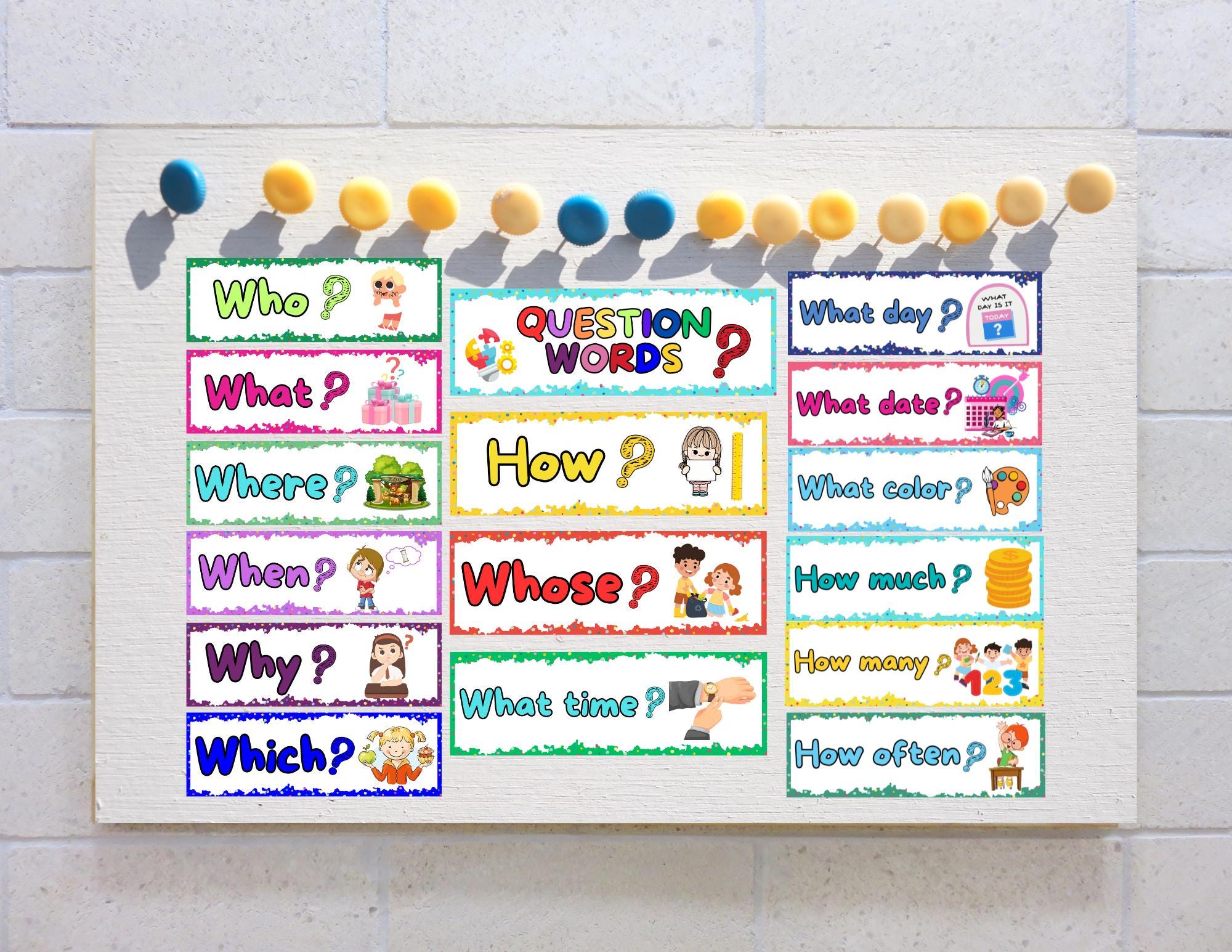 Question Word Classroom Poster Set | ESL Grammar (PDF, PNG) - Etsy
