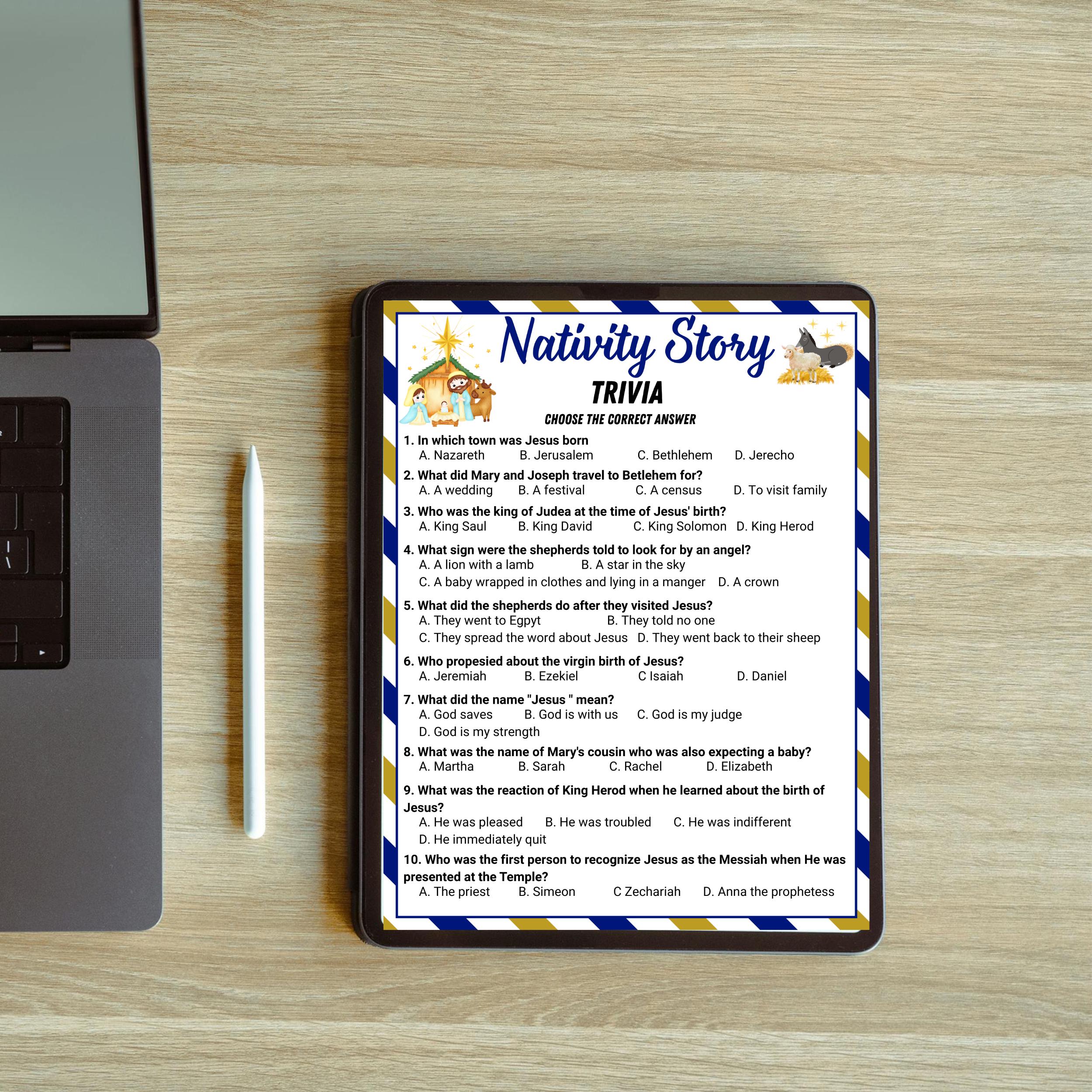 Nativity Story Trivia Game, Christmas Bible Game (printable) - Etsy