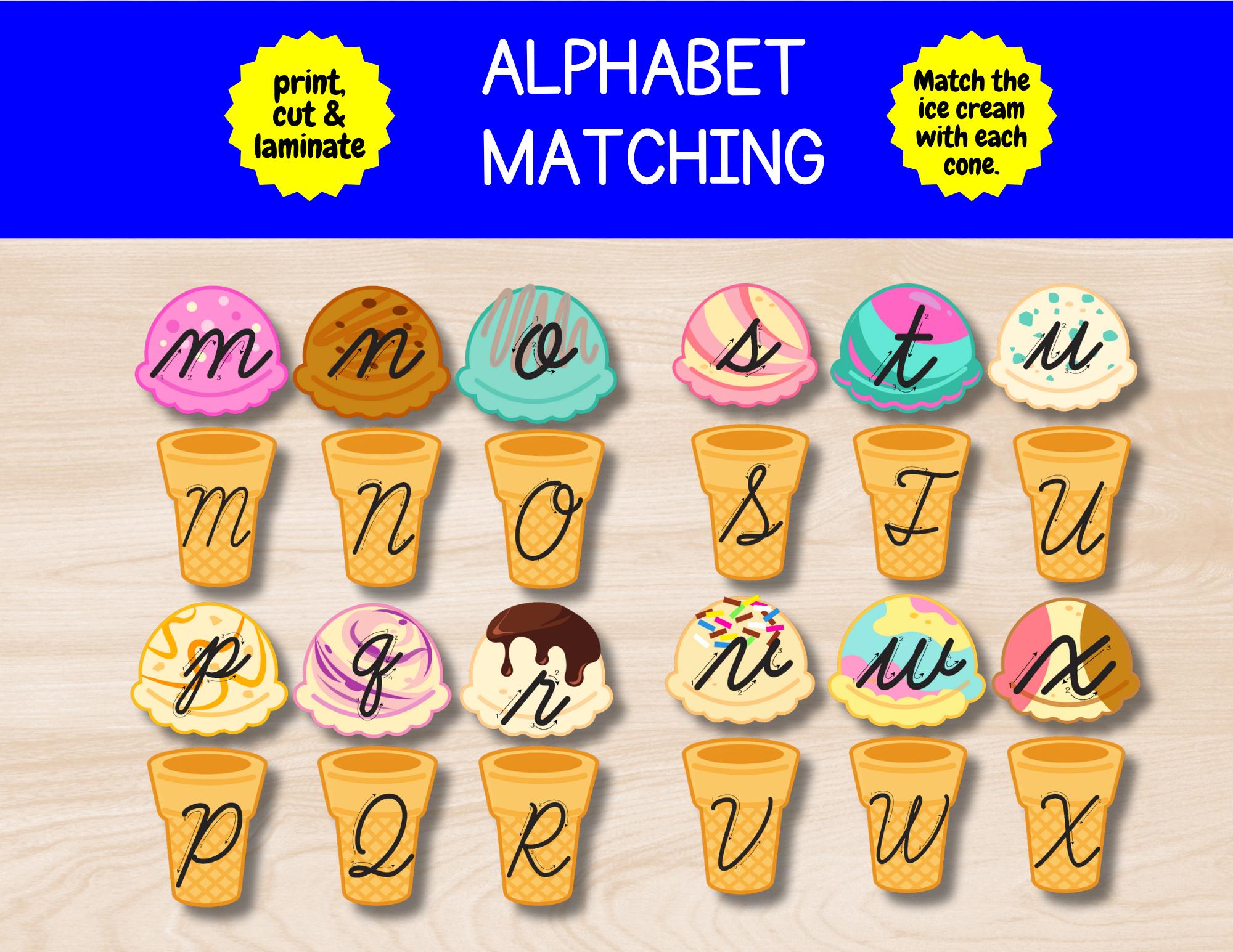 Matching Letters Cursive Cursive Alphabet Matching Game, Upper and Lowercase Letters (digital ...