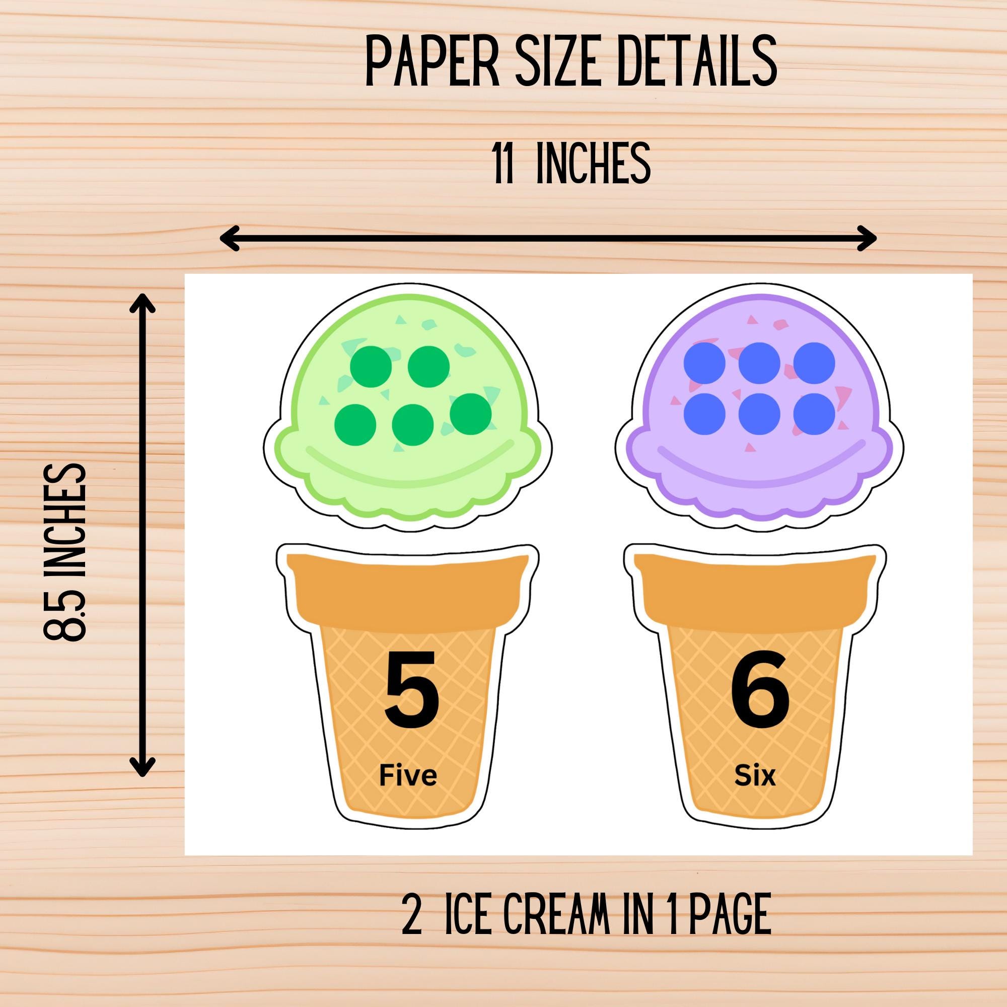 Ice Cream Number Matching Activity, Preschool Learning (digital ...