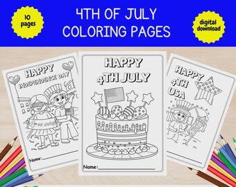 Hojas de trabajo para colorear del 4 de julio para niños de preescolar, Día de la bandera, Arte de puntos de verano, Actividad imprimible del 4 de julio para niños de preescolar