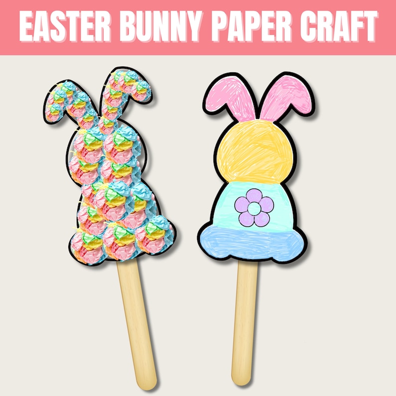 Bunny Paper Craft, Spring Easter Printable (PDF Template) - Etsy