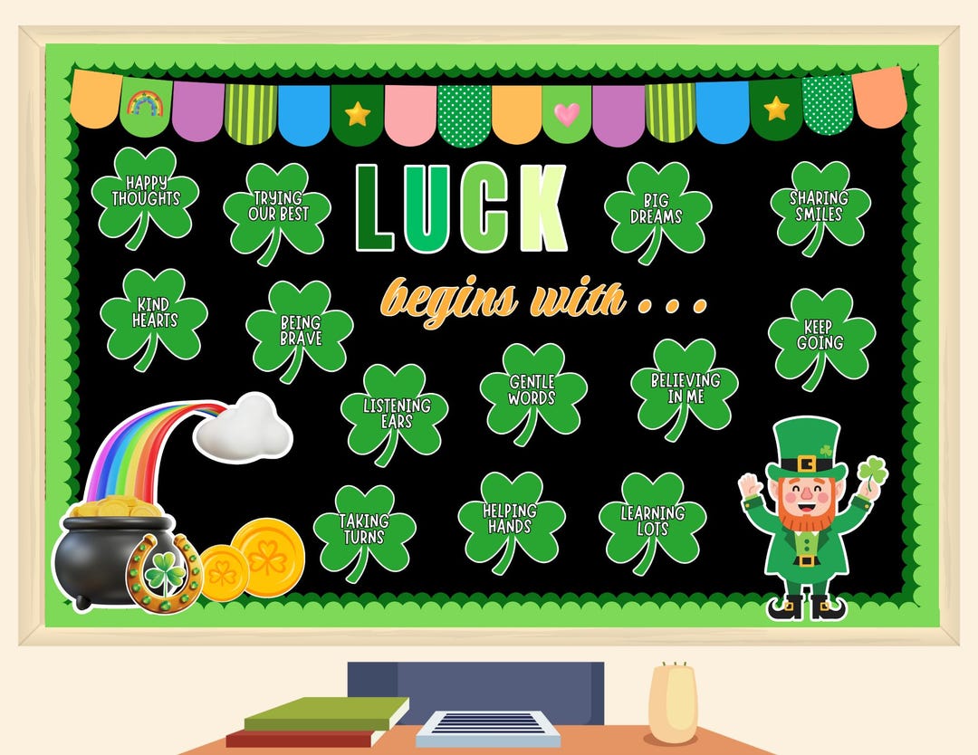 St Patricks Day Bulletin Board Kit Motivational Shamrock Classroom ...