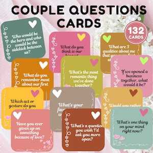 132 Cartões de perguntas para casais, cartões para iniciar conversas, cartões para encontros noturnos, presente de aniversário romântico, jogos de cartas de relacionamento, cartões para casais