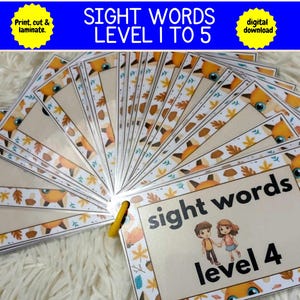 Sight Words Level 1 to 5, Basic Sight Words Flashcards, Reading Sight Words