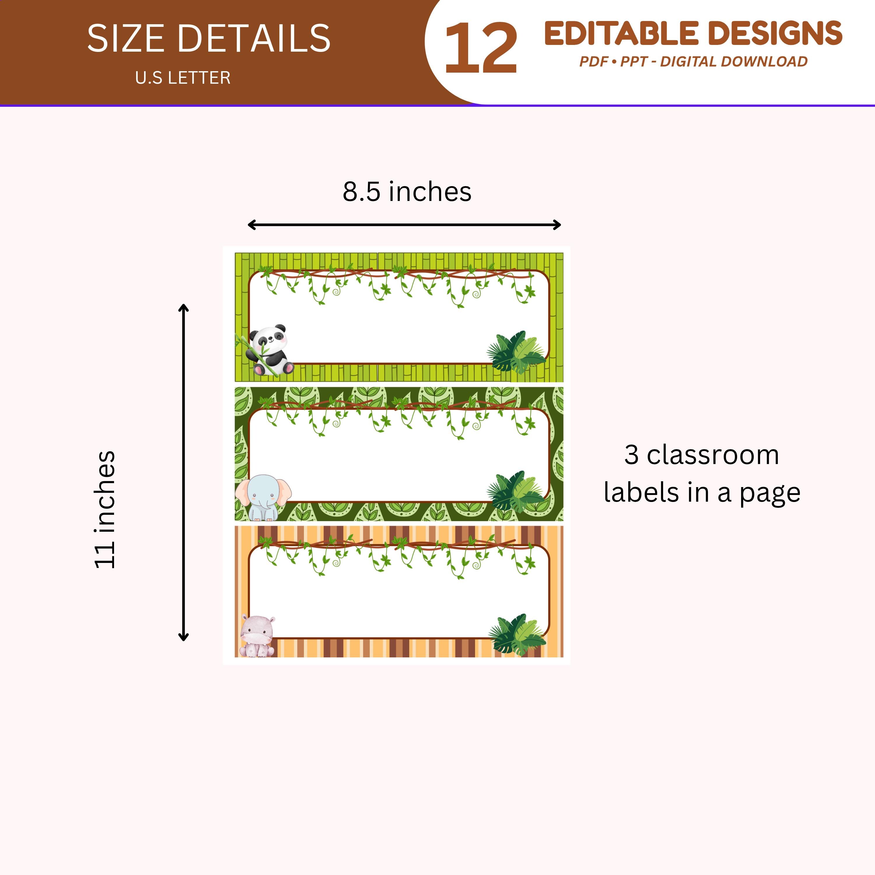 Safari Jungle Desk Name Tags: Editable Classroom Labels (PDF, PPT ...