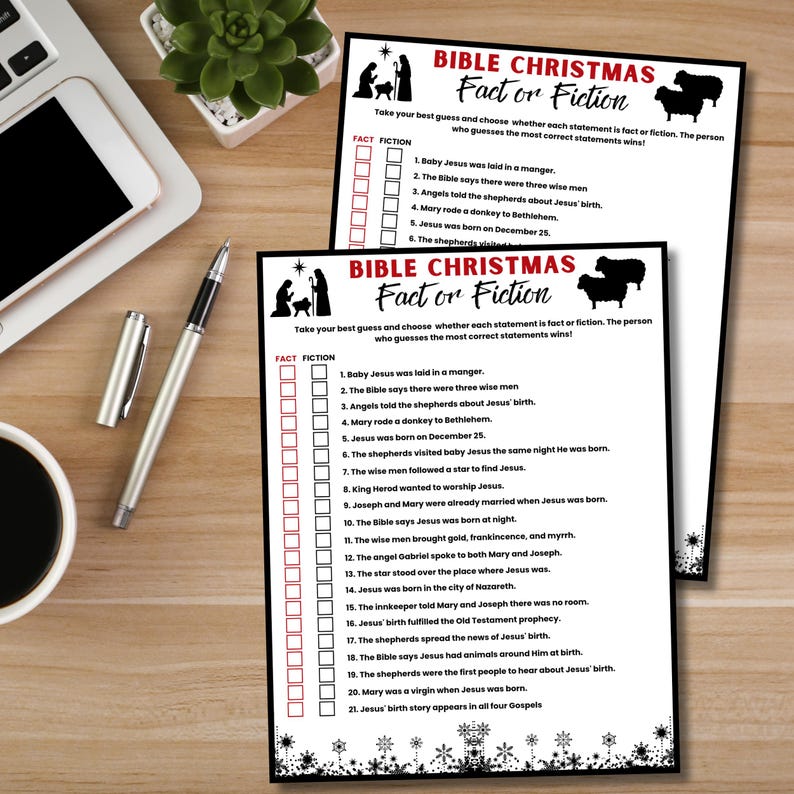 Christmas Bible Fact or Fiction Game | Printable Nativity (digital ...