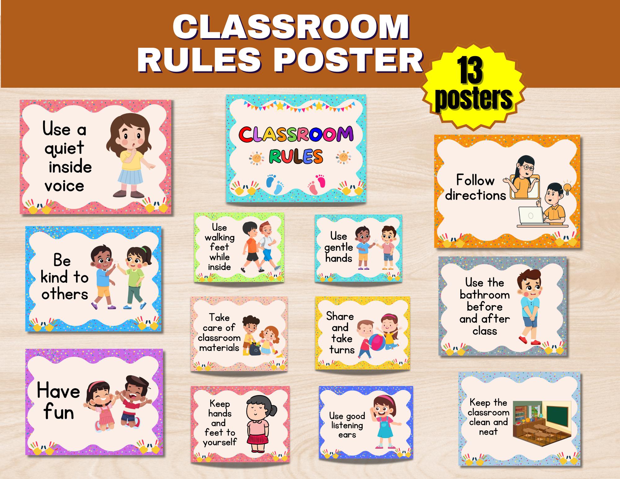 Classroom Rules Printable | Daycare Rules | Classroom Rules | Daycare Classroom Rules Posters Download PDF | Behavior Rules I Pre-K Rules