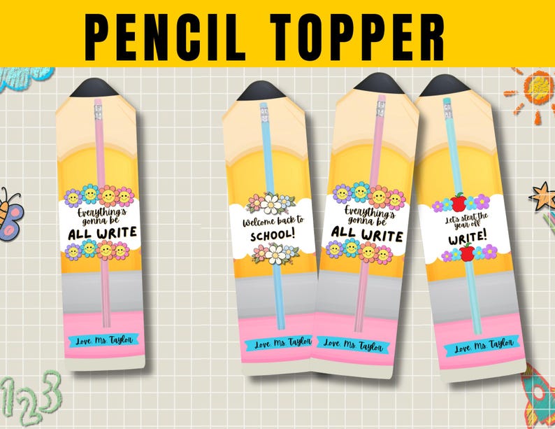 Back to School Pencil Topper Printable (digital Download) - Etsy