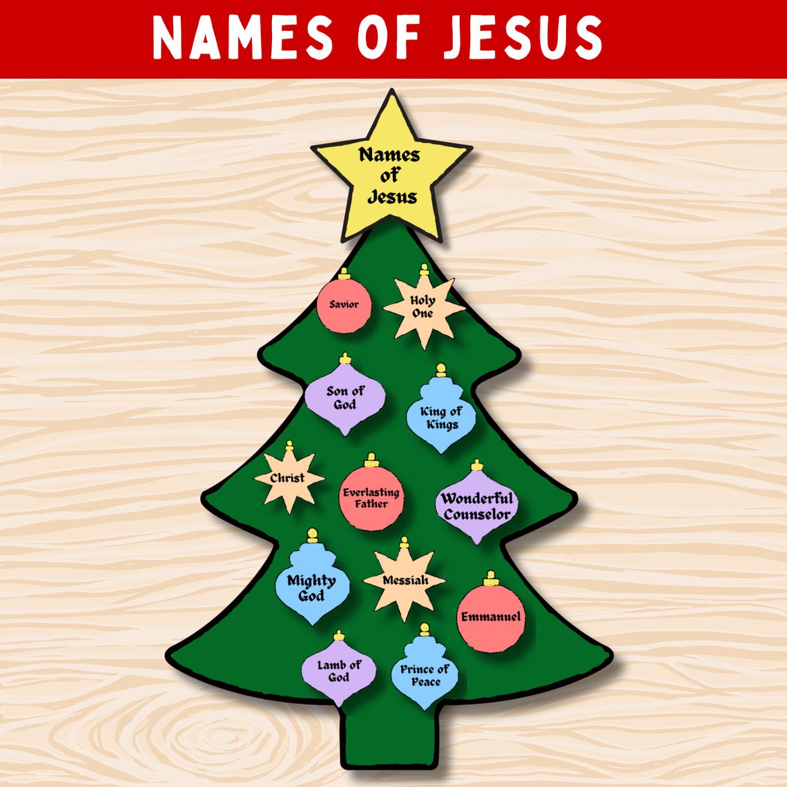 Christmas Bible Craft, Names of Jesus, Advent Activity (printable PDF ...