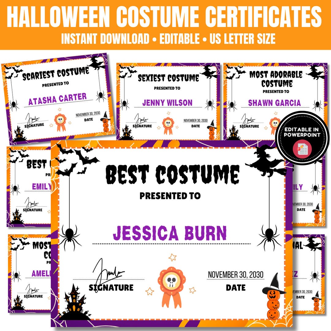 Halloween Costume Award Certificates, Party Ballots (digital Download ...