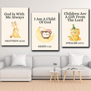 Set of 6 Christian nursery wall art,Bible verse wall art,Scripture wall art,Nursery prints,Christian nursery decor,Nursery decor,Bible