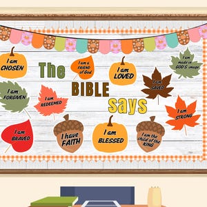 Christian Fall Bulletin board | Fall for Jesus bulletin board | Autumn Church bulletin board | Religious door decor | Christian Bulletin