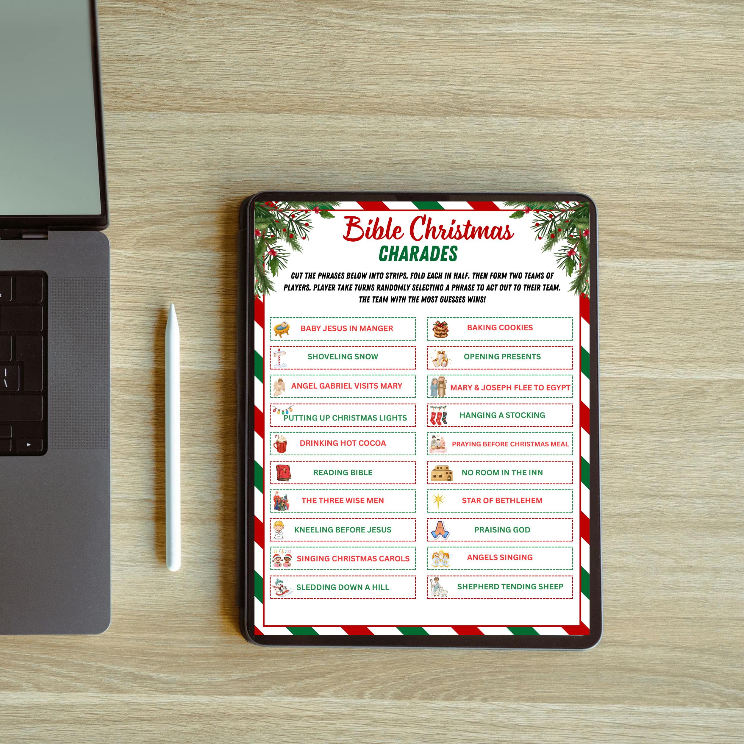 Bible Christmas Charades Game | Printable Nativity Activity (digital ...