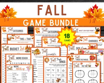 Paquete de juegos imprimibles de otoño: actividades familiares de otoño (PDF)