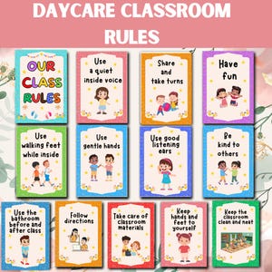 Reglas del aula para imprimir / Reglas de guardería / Reglas del aula / Pósteres de reglas del aula de guardería para descargar en PDF / Reglas de comportamiento I Reglas de preescolar