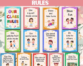 Classroom Rules Printable | Daycare Rules | Classroom Rules | Daycare Classroom Rules Posters Download PDF | Behavior Rules I Pre-K Rules