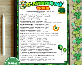 St. Patrick's Day Trivia Game  (Instant Download)