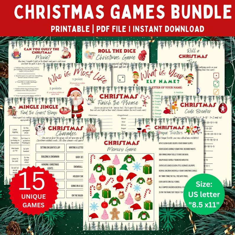 Printable Christmas Games Bundle | Family Holiday Party (PDF) - Etsy