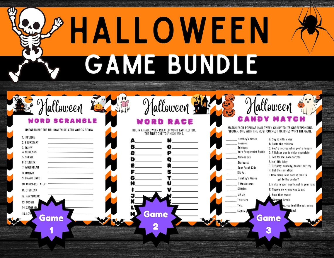 Halloween Printable Games for Kids Adults,digital Download Halloween ...