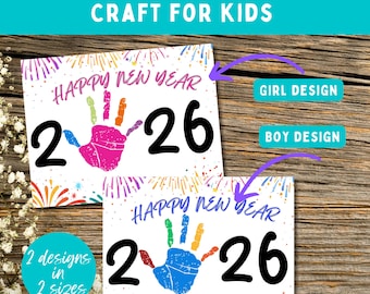 2026 New Year Handprint Craft, Kids Keepsake (PDF Printable)