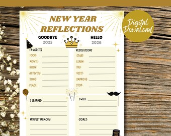 Kids New Year Reflection Printable, 2025 Year in Review (Digital Download)