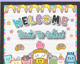 Trousse de babillard Bienvenue à l'école : décoration de la salle de classe (PDF imprimable)