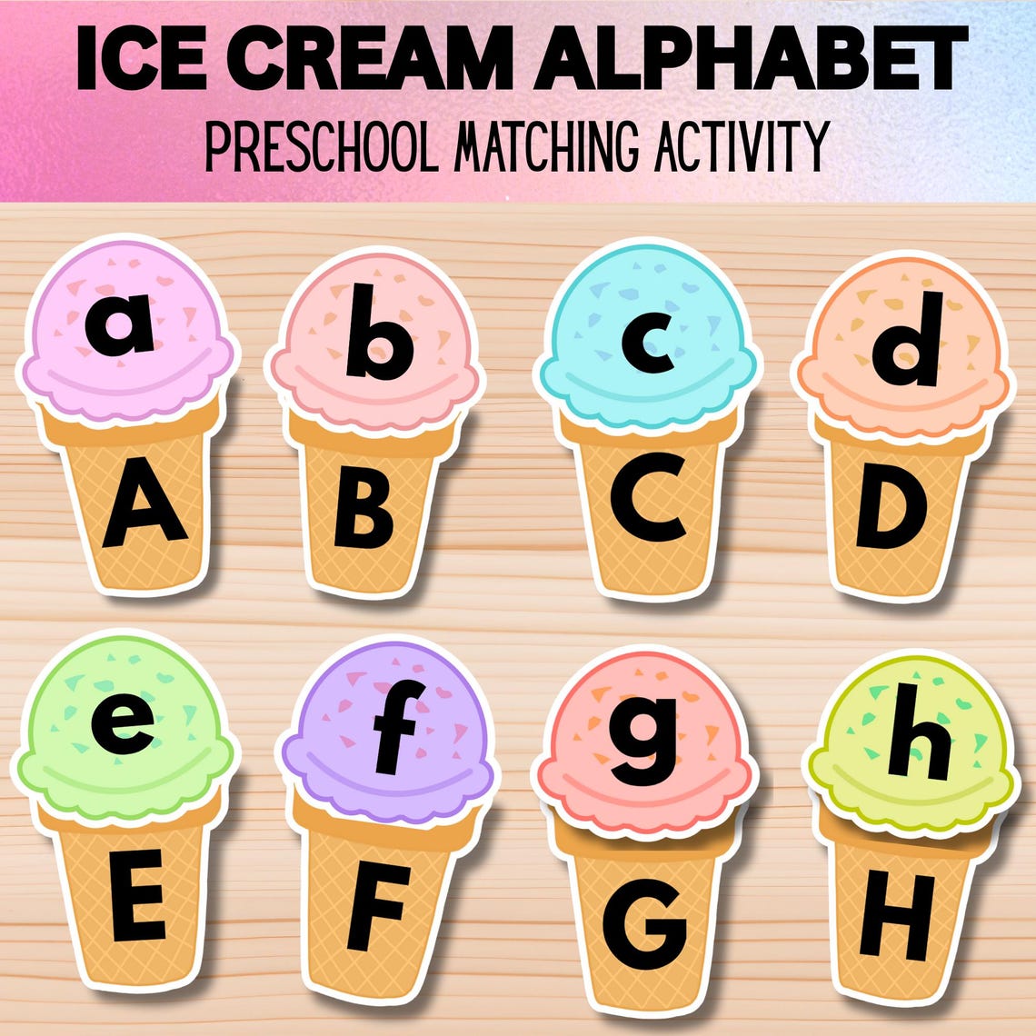 Ice Cream Alphabet Matching Game, Preschool Printable (digital Download ...