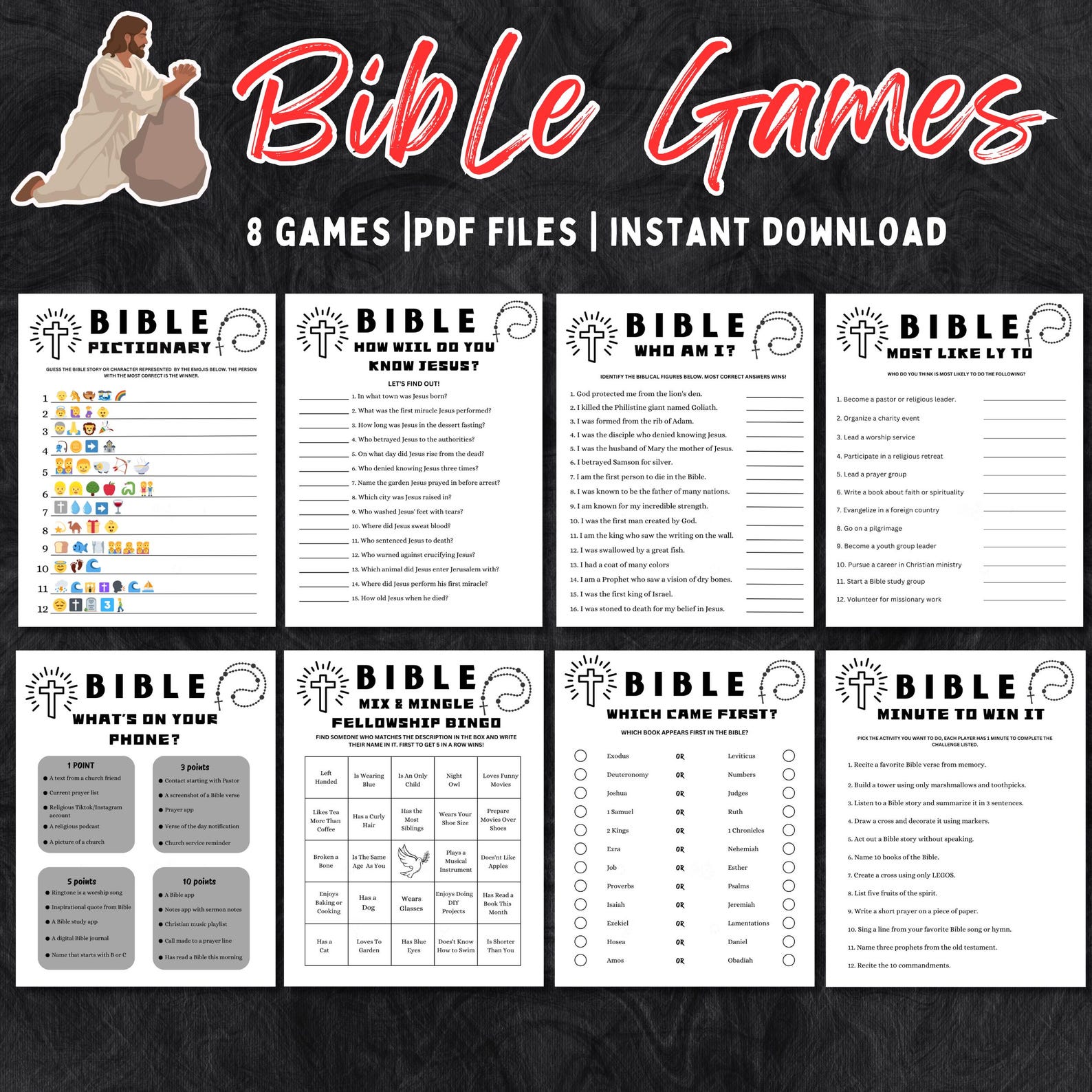 Bible Games Bundle: Christian Trivia, Youth Group Activities (digital ...