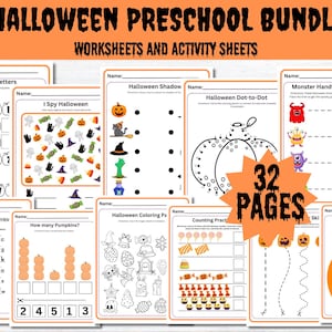 Pack éducatif Halloween | Pack Halloween | Feuilles de travail d'Halloween pour les enfants | Halloween préscolaire-maternelle à imprimer | Activités pour enfants|