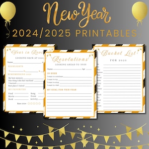 Imprimables du Nouvel An Retour sur l'année 2024 Résolutions 2025 Activité du Nouvel An Idées pour le Nouvel An en famille Cartes de réflexion 2024 Temps