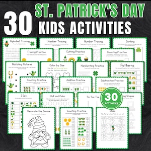 St Patrick&#39;s Day Activity for Kids, Pre-K St Patrick Activity Bundle St Patrick&#39;s School Activity Printable Preschool Kindergarten Activity