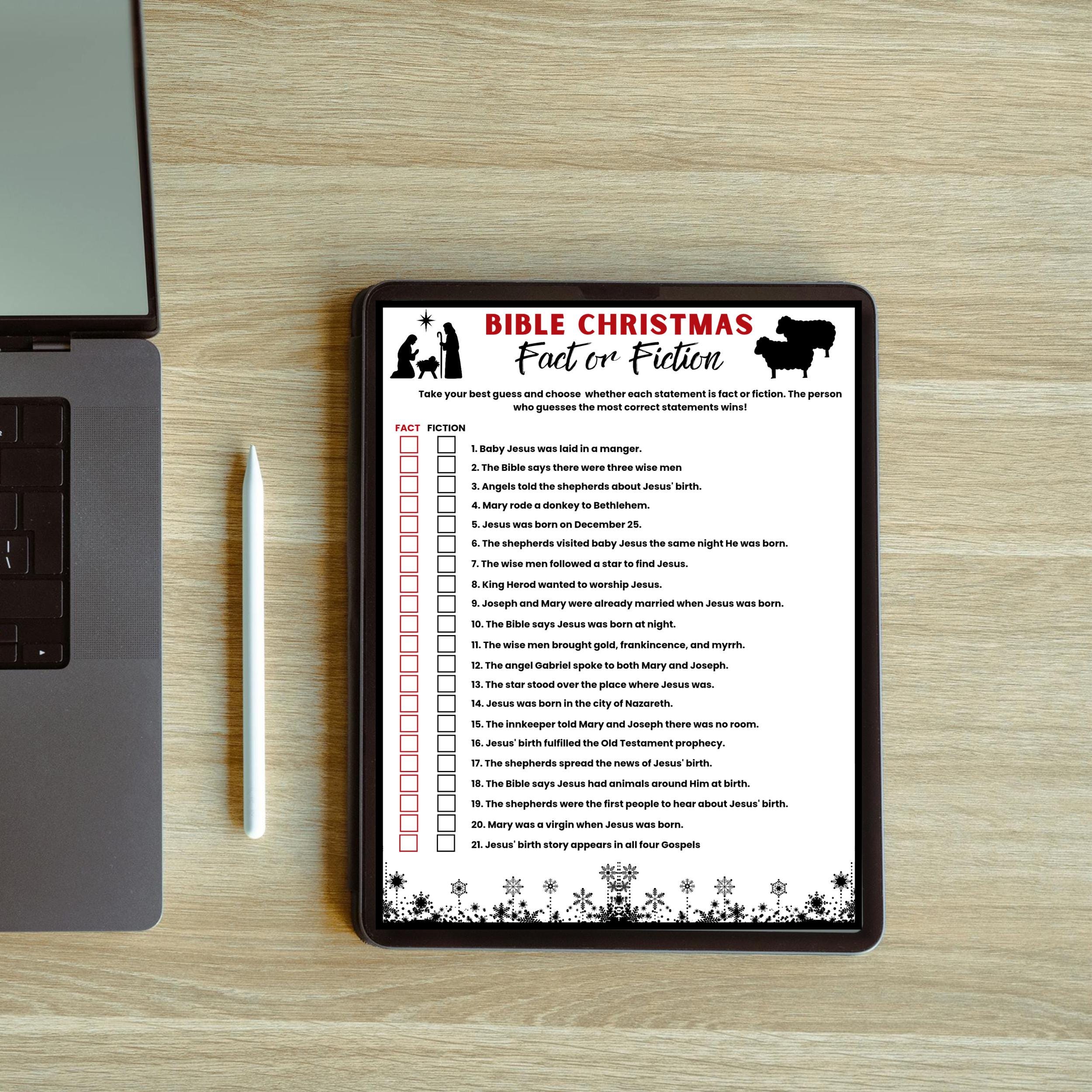 Christmas Bible Fact or Fiction Game | Printable Nativity (digital ...