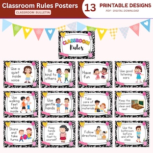 Poster mit Klassenzimmerregeln | Pre-K, Daycare Behaviour Charts (PDF Download)