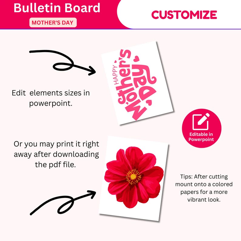 Happy Mother's Day Bulletin Board Kit: Floral Classroom Decor (digital ...