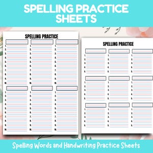 Spelling Practice Sheets with Guidelines l Spelling Word and Handwriting Practice l 5X and 10X Formats lFree 2,600 Spelling Words Included