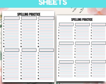 Spelling Practice Sheets with Handwriting Guidelines (PDF)