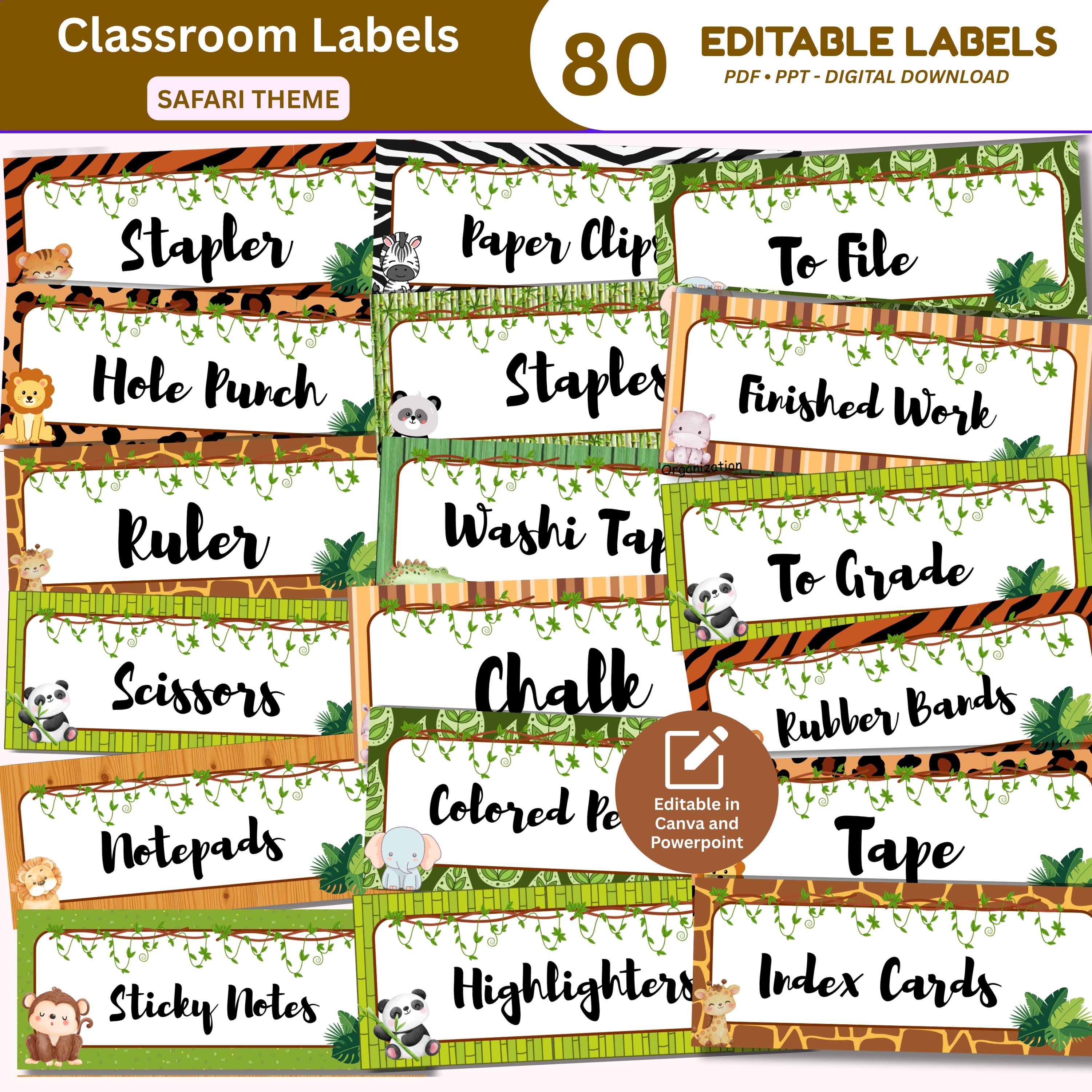 Safari Jungle Classroom Labels | Editable Animal Theme Decor (PDF PPT ...