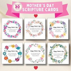 Cartões com versículos bíblicos para o dia das mães, cartões com escrituras para o dia das mães, Provérbios 30, cartão para lembrancinhas de igreja, presentes florais para mães, mães