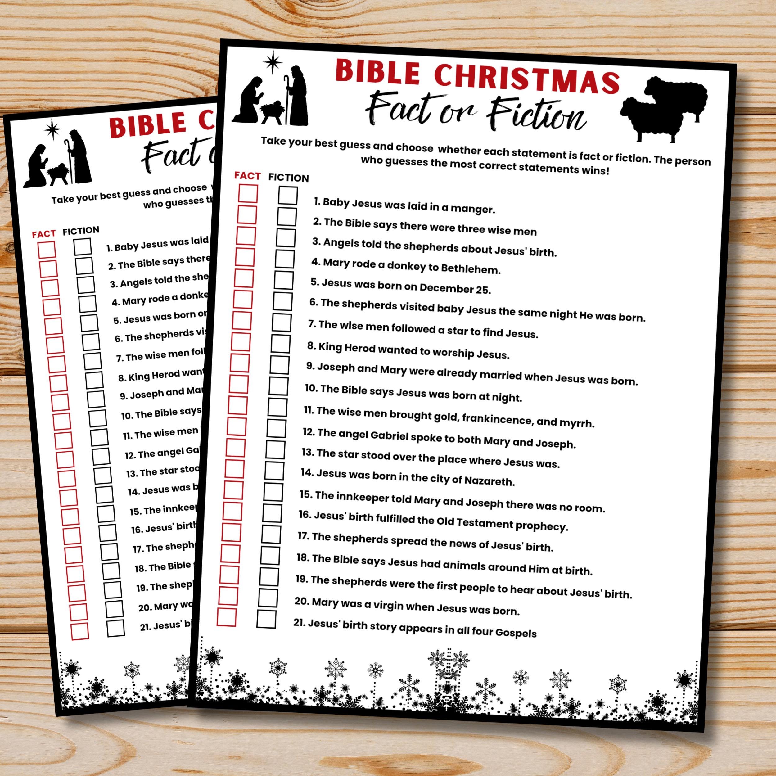 Christmas Bible Fact or Fiction Game | Printable Nativity (digital ...
