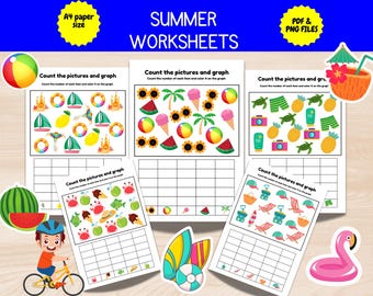 Summer Worksheet Bundle | Preschool Worksheets, Kindergarten Worksheets, Summer Worksheets, Homeschool Worksheets, Preschool Printables