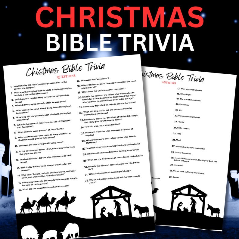 Christmas Bible Trivia Game for Kids & Youth (printable) - Etsy