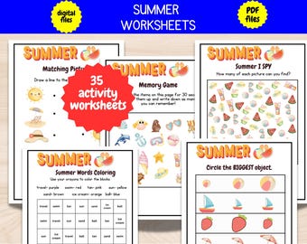 Summer Activity Worksheets for Toddlers, Preschool (PDF Printable)