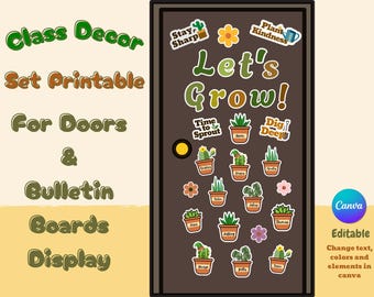 Botanical Classroom Door Decor, Welcome Back To School Bulletin Board (Printable)