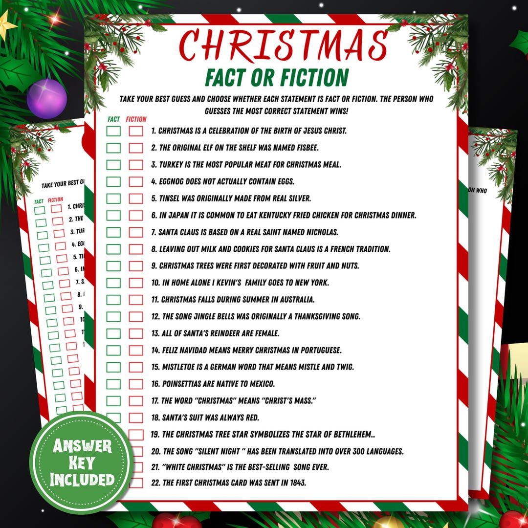 Printable Bible Christmas Fact or Fiction Game (digital Download) - Etsy
