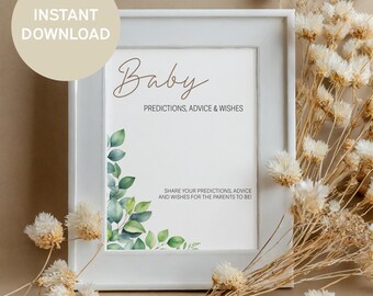 Eucalyptus Baby Shower Predictions Sign (PDF Download)